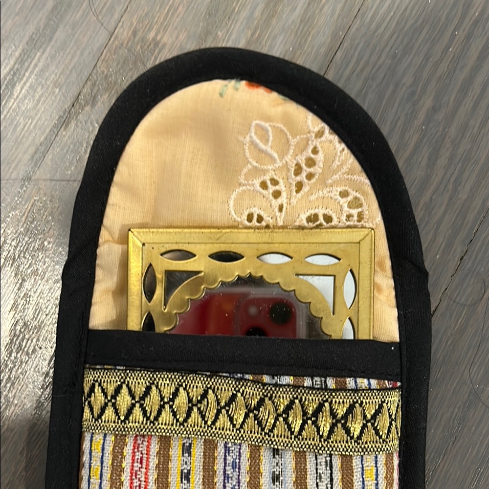 Embroidered Fabric Pouch with Cute mirror y.